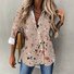 Women's Long Sleeve Shirt Spring/Fall Floral Shirt Collar Daily Going Out Casual Top