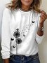 Women's Dandelion Long Sleeve Tee T-shirt Crew Neck Casual Spring/Fall Floral Top