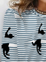 Women's Long Sleeve Tee T-shirt Spring/Fall Striped Jersey Crew Neck Daily Going Out Casual Top