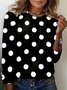 Women's Long Sleeve Tee T-shirt Spring/Fall Polka Dots Jersey Crew Neck Daily Going Out Casual Top