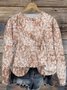 Women's Crew Neck Plants Casual Spring/Fall Cotton Long Sleeve Floral Sweatshirt