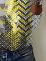Women's Long Sleeve Tee T-shirt Spring/Fall Geometric Jersey V Neck Daily Going Out Casual Top