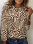 Women's Long Sleeve Tee T-shirt Spring/Fall Zebra Jersey Crew Neck Daily Going Out Casual Top