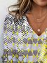 Women's Long Sleeve Tee T-shirt Spring/Fall Geometric Jersey V Neck Daily Going Out Casual Top