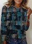 Women's Long Sleeve Tee T-shirt Spring/Fall Abstract Stripes Jersey Crew Neck Daily Going Out Casual Top