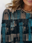 Women's Long Sleeve Tee T-shirt Spring/Fall Abstract Stripes Jersey Crew Neck Daily Going Out Casual Top