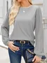 Women's Long Sleeve Blouse Spring/Fall Plain Crew Neck Balloon Sleeve Daily Going Out Casual Top