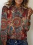 Women's Long Sleeve Tee T-shirt Spring/Fall Ethnic Jersey Crew Neck Daily Going Out Casual Top