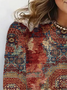 Women's Long Sleeve Tee T-shirt Spring/Fall Ethnic Jersey Crew Neck Daily Going Out Casual Top