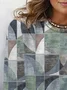 Women's Long Sleeve Tee T-shirt Spring/Fall Geometric Jersey Crew Neck Daily Going Out Casual Top