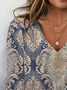 Women's Long Sleeve Tee T-shirt Spring/Fall Ethnic Jersey V Neck Daily Going Out Casual Top