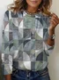 Women's Long Sleeve Tee T-shirt Spring/Fall Geometric Jersey Crew Neck Daily Going Out Casual Top