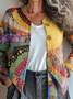 Women 3D Printing Casual Spring/Fall Knitted Cardigan