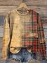 Women's Crew Neck Plaid Casual Spring/Fall Long Sleeve Sweatshirt