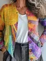 Women 3D Printing Casual Spring/Fall Knitted Cardigan