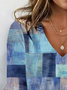 Women's Long Sleeve Tee T-shirt Spring/Fall Geometric Jersey V Neck Daily Going Out Casual Top