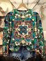 Women's Crew Neck Ethnic Casual Spring/Fall Long Sleeve Sweatshirt
