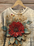 Women's Crew Neck Floral Casual Spring/Fall Long Sleeve Sweatshirt