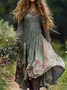 Women's Long Sleeve Spring/Fall Floral Jersey Dress V Neck Daily Going Out Casual Maxi A-Line T-Shirt Dress