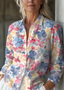 Women's Long Sleeve Shirt Spring/Fall Floral Shirt Collar Daily Going Out Vintage Top