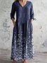 Women's Long Sleeve Spring/Fall Floral Jersey Dress V Neck Daily Going Out Casual Maxi A-Line T-Shirt Dress