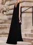 Vintage Plain Plus Size Sleeveless Crew Neck Casual Weaving Dress