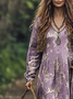 Women's Long Sleeve Spring/Fall Floral Jersey Dress V Neck Daily Going Out Casual Maxi A-Line T-Shirt Dress
