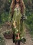Women's Long Sleeve Spring/Fall Floral Jersey Dress V Neck Daily Going Out Casual Maxi A-Line T-Shirt Dress
