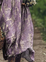 Women's Long Sleeve Spring/Fall Floral Jersey Dress V Neck Daily Going Out Casual Maxi A-Line T-Shirt Dress