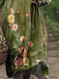 Women's Long Sleeve Spring/Fall Floral Jersey Dress V Neck Daily Going Out Casual Maxi A-Line T-Shirt Dress