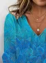 Women's Leaf Long Sleeve Tee T-shirt V Neck Casual Spring/Fall Floral Top