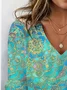 Women's Long Sleeve Tee T-shirt Spring/Fall Ethnic Jersey V Neck Daily Going Out Casual Top