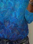 Women's Leaf Long Sleeve Tee T-shirt V Neck Casual Spring/Fall Floral Top