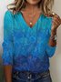 Women's Leaf Long Sleeve Tee T-shirt V Neck Casual Spring/Fall Floral Top