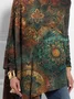 Women Ethnic Long Sleeve Blouse Spring/Fall Crew Neck Daily Casual Top