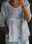 Women's Multicolor Block Half Sleeve Tee T-shirt Crew Neck Vintage Summer Top