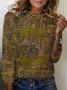 Women's Long Sleeve Tee T-shirt Spring/Fall Ethnic Jersey Crew Neck Holiday Going Out Casual Top