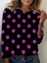 Women's Long Sleeve Tee T-shirt Spring/Fall Polka Dots Jersey Crew Neck Daily Going Out Casual Top
