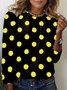 Women's Long Sleeve Tee T-shirt Spring/Fall Polka Dots Jersey Crew Neck Daily Going Out Casual Top