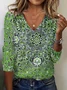 Women's Long Sleeve Tee T-shirt Spring/Fall Ethnic Jersey V Neck Holiday Going Out Casual Top