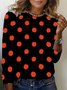 Women's Long Sleeve Tee T-shirt Spring/Fall Polka Dots Jersey Crew Neck Daily Going Out Casual Top