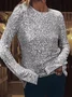 Women's Long Sleeve Tee T-shirt Spring/Fall Plain Jersey Crew Neck Daily Going Out Vintage Top