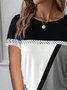 Women's Short Sleeve Tee T-shirt Summer Color Block Jersey Crew Neck Holiday Going Out Casual Top