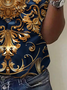 Women's Short Sleeve Tee T-shirt Summer Ethnic Jersey V Neck Holiday Going Out Casual Top