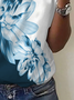 Women Floral Short Sleeve Tee T-shirt V Neck Casual Summer Top
