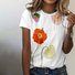Women's Short Sleeve Tee T-shirt Summer Floral Crew Neck Casual Top