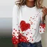 Women's Valentine's Day Love Heart Print Long Sleeve Crew Neck T-shirt