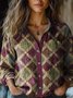 Women's Long Sleeve Shirt Spring/Fall Geometric Shirt Collar Holiday Going Out Casual Top