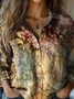 Women's Long Sleeve Shirt Spring/Fall 3D Printing Shawl Collar Daily Going Out Vintage Top