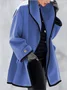 Women's Winter Outerwear Woolen Vintage Pocket Stitching Color Block Mid-long Hoodie Overcoat